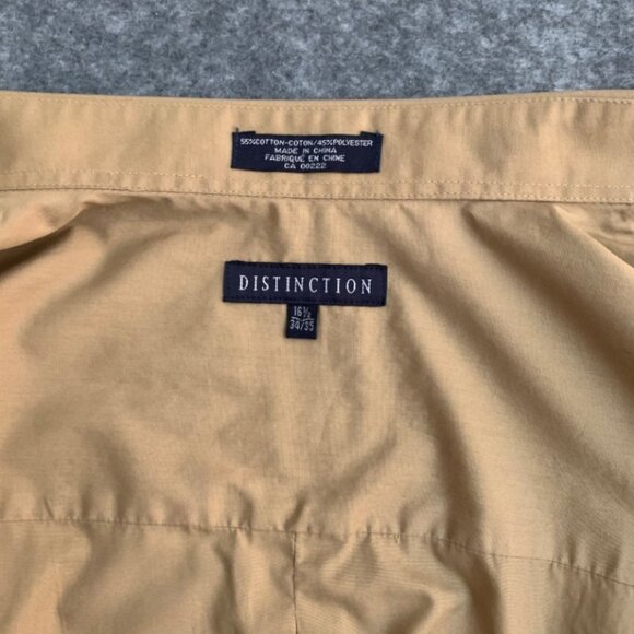 Distinction Men’s 16 1/2 Shirt Brown Stain Resistant Button Down Long Sleeves - Picture 6 of 6